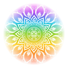 Rainbow mandala vector illustration.