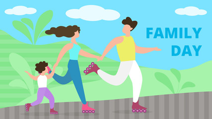 Social Poster is Written Family Day Cartoon Flat.