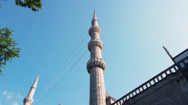 Exterior view of Blue Mosque or Sultan Ahmet Mosque, a popular landmark in Istanbul, Turkey.