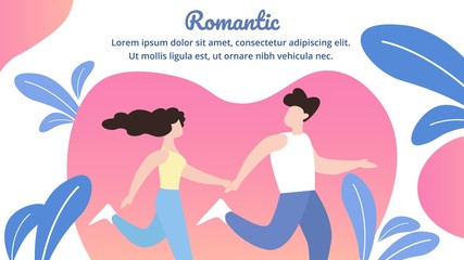 Summer Poster is Written Romantic Cartoon Flat.