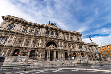 Fototapeta na wymiar Supreme Court of Cassation palace 1889-1911 (Corte Suprema di Cassazione - italian). Palace of Justice in Piazza Cavour (Town square), Rome downtown, Latium, Italy, Europe