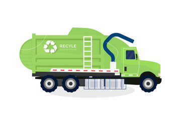Fototapeta premium Garbage Truck Recycling Vehicle Illustration
