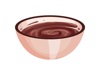 Bowl with chocolate spread. Vector illustration on white background.