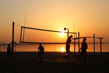 Volleyball on the lake.
