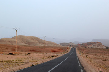 Mountain landscape on the road from Marrakesh to Ouarzazate.