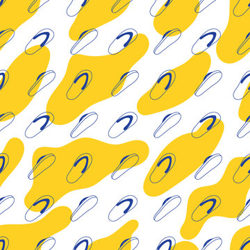 Sandal Summer Seamless Pattern On Yellow Liquid Background Use For Print On Textile Or Paper