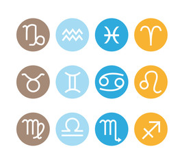 12 astrological signs. Vector zodiac icons set.