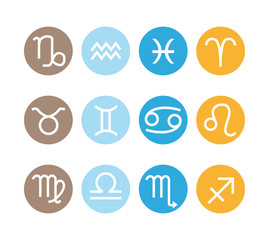 Fototapeta premium 12 astrological signs. Vector zodiac icons set.