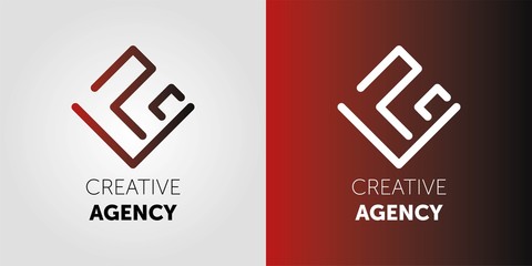 Creative Agency logo design. Abstract vetor logo. Sign for business, internet communication company, digital agency, marketing. Modern decorative geometric lines.