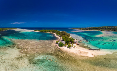 Fototapeta na wymiar Drone aerial view of Erakor Island, Vanuatu, near Port Vila