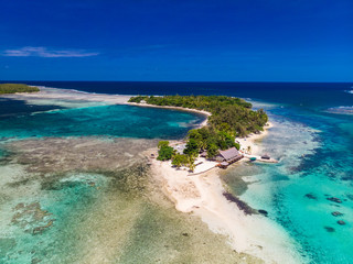 Fototapeta na wymiar Drone aerial view of Erakor Island, Vanuatu, near Port Vila