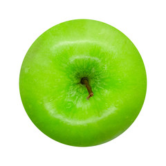 Green apple on white background top view isolated