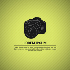 Stylized modern photo camera illustration on textured background