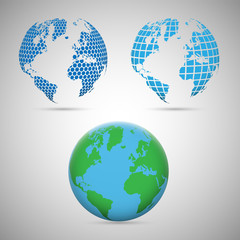 Set of stylizd vector globes
