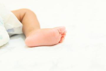 baby feet on white background