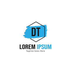 Initial DT logo template with modern frame. Minimalist DT letter logo vector illustration