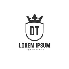 Initial DT logo template with modern frame. Minimalist DT letter logo vector illustration