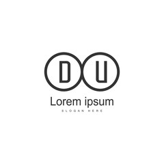 Obraz premium Initial DU logo template with modern frame. Minimalist DU letter logo vector illustration