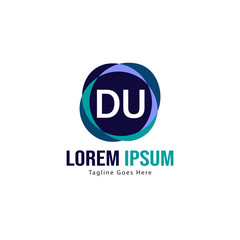 Obraz premium Initial DU logo template with modern frame. Minimalist DU letter logo vector illustration