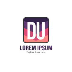 Initial DU logo template with modern frame. Minimalist DU letter logo vector illustration