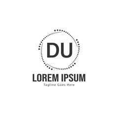 Obraz premium Initial DU logo template with modern frame. Minimalist DU letter logo vector illustration