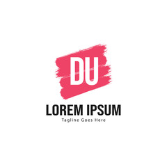 Initial DU logo template with modern frame. Minimalist DU letter logo vector illustration