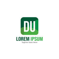 Initial DU logo template with modern frame. Minimalist DU letter logo vector illustration