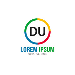Initial DU logo template with modern frame. Minimalist DU letter logo vector illustration