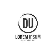Initial DU logo template with modern frame. Minimalist DU letter logo vector illustration