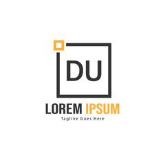 Fototapeta premium Initial DU logo template with modern frame. Minimalist DU letter logo vector illustration