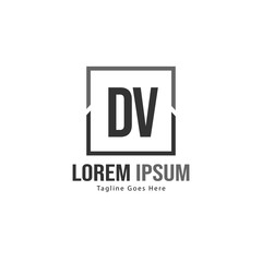 Obraz premium Initial DV logo template with modern frame. Minimalist DV letter logo vector illustration