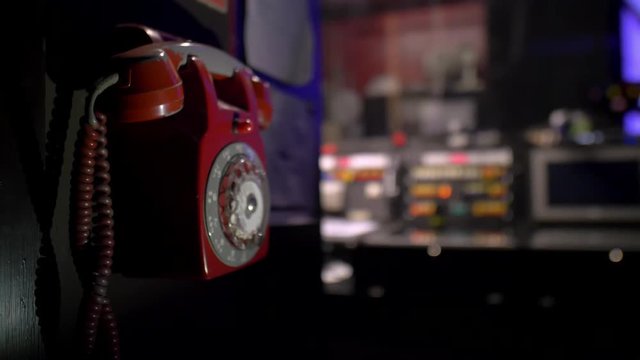 vintage red phone in backstage