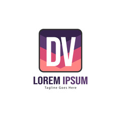 Fototapeta premium Initial DV logo template with modern frame. Minimalist DV letter logo vector illustration