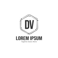 Obraz premium Initial DV logo template with modern frame. Minimalist DV letter logo vector illustration