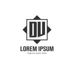 Initial DV logo template with modern frame. Minimalist DV letter logo vector illustration