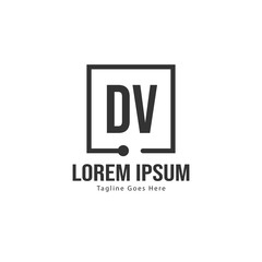 Obraz premium Initial DV logo template with modern frame. Minimalist DV letter logo vector illustration