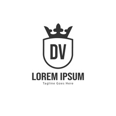 Initial DV logo template with modern frame. Minimalist DV letter logo vector illustration