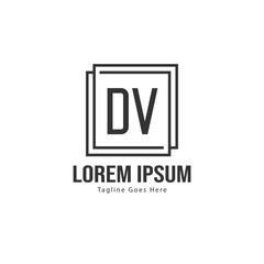 Obraz premium Initial DV logo template with modern frame. Minimalist DV letter logo vector illustration