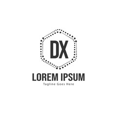 Initial DX logo template with modern frame. Minimalist DX letter logo vector illustration