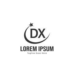 Initial DX logo template with modern frame. Minimalist DX letter logo vector illustration