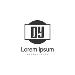 Initial DY logo template with modern frame. Minimalist DY letter logo vector illustration
