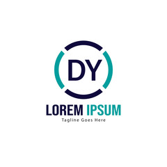 Obraz premium Initial DY logo template with modern frame. Minimalist DY letter logo vector illustration