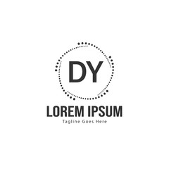 Initial DY logo template with modern frame. Minimalist DY letter logo vector illustration