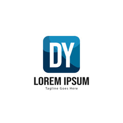 Initial DY logo template with modern frame. Minimalist DY letter logo vector illustration