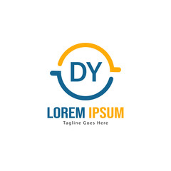 Obraz premium Initial DY logo template with modern frame. Minimalist DY letter logo vector illustration