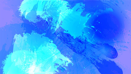 Abstract watercolor splash background. Design element in blue and violet colors for web, banner. Design poster. 16:9