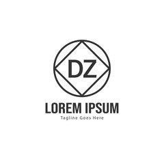 Initial DZ logo template with modern frame. Minimalist DZ letter logo vector illustration