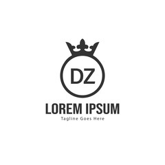 Initial DZ logo template with modern frame. Minimalist DZ letter logo vector illustration