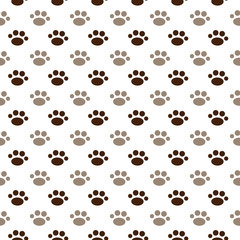 Vector seamless pattern with cat or dog,kitten or puppy footprints. Can be used for wallpaper,fabric, web page background, surface textures.