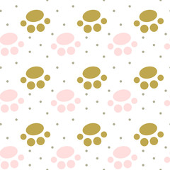 Vector seamless pattern with cat or dog,kitten or puppy footprints. Can be used for wallpaper,fabric, web page background, surface textures.